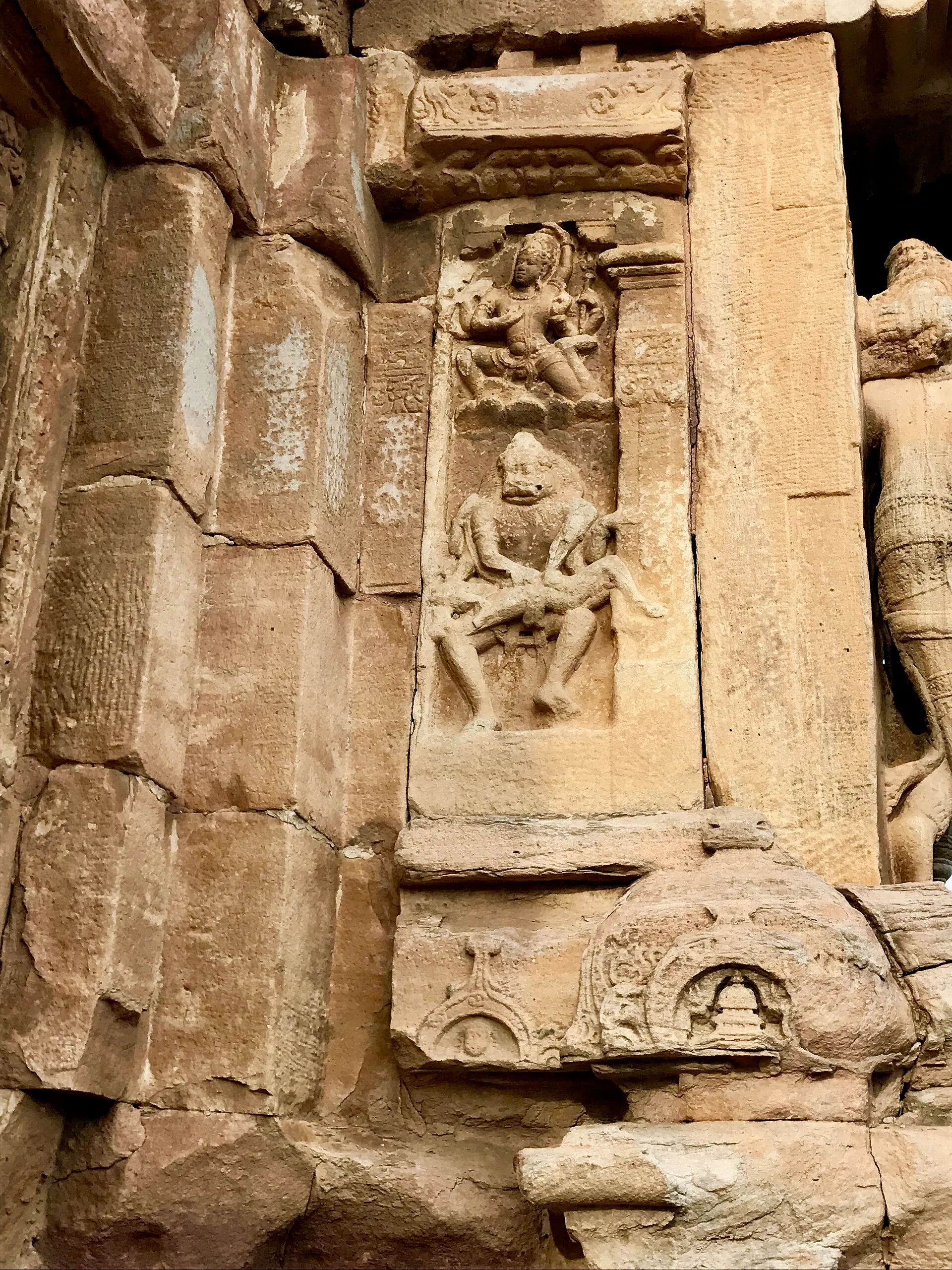8th-century relief of Narasimha, Virupaksha temple, Pattadakal